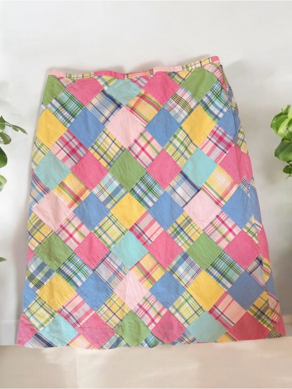 Brooks Brothers 346 Vintage Patchwork Madras A-Line Skirt Size 8